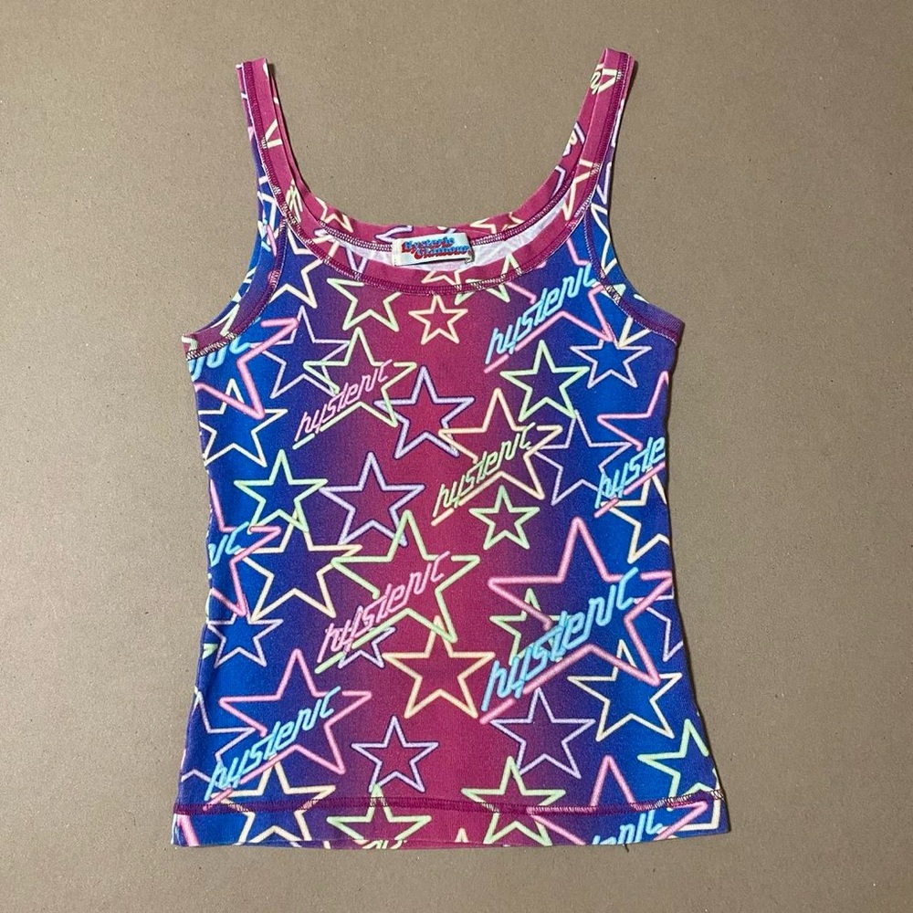 Hysteric Glamour all over neon light star print tank top 90s